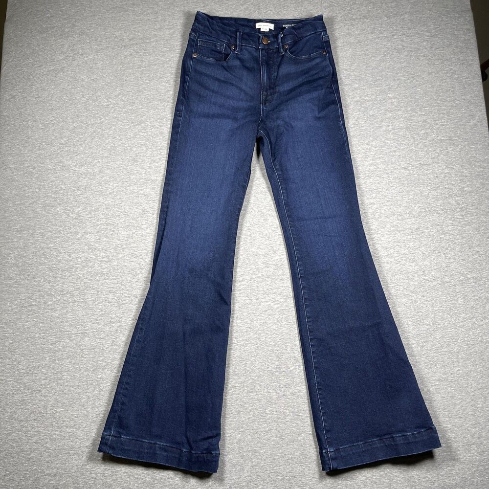 Good American Jeans Womens 6/28 Blue Good Legs Flare Mid Rise Slim Stretch